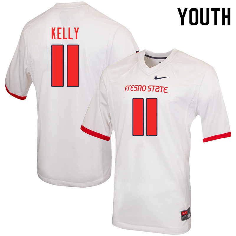 Youth #11 Josh Kelly Fresno State Bulldogs College Football Jerseys Sale-White - Click Image to Close